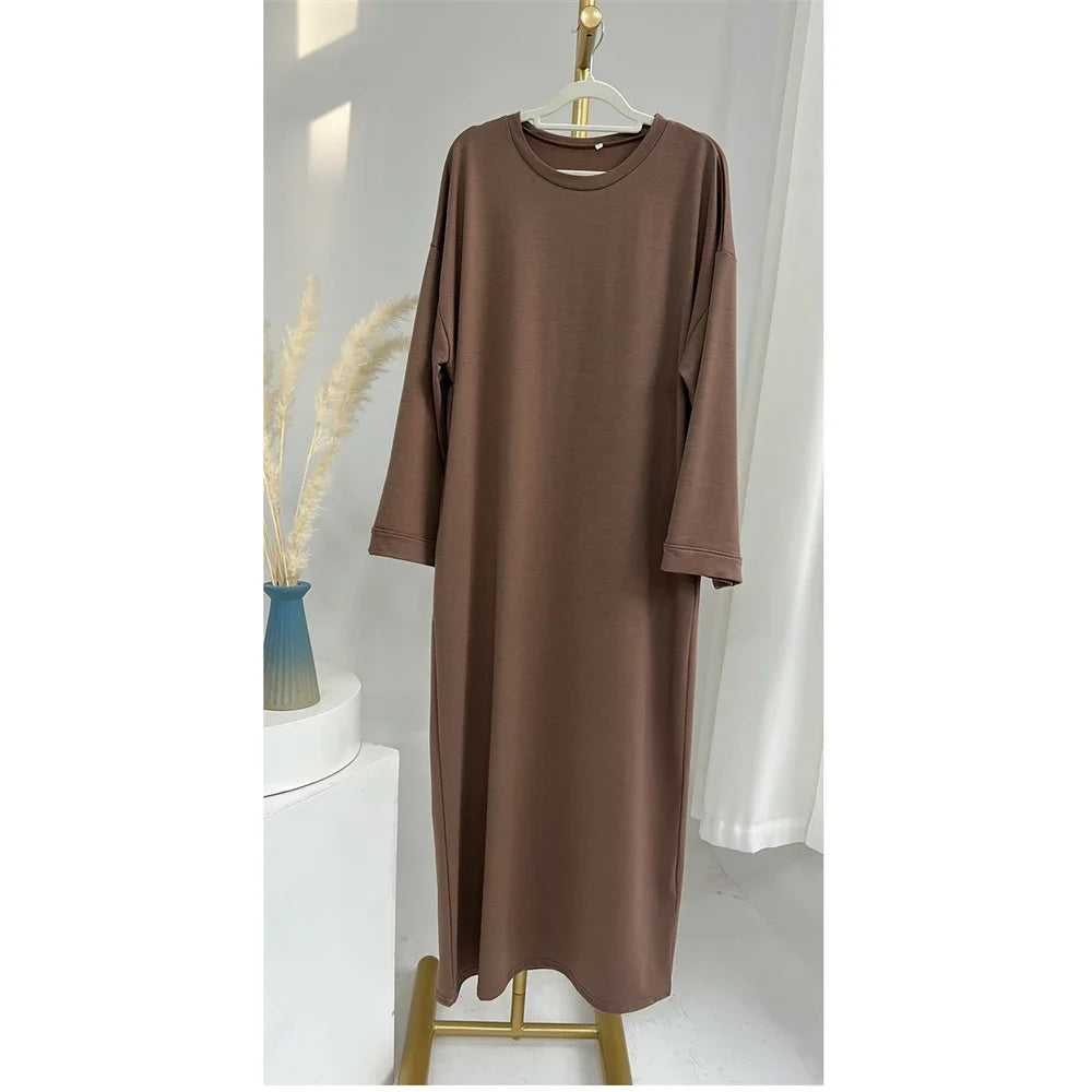 Maxy Closed Abaya Sweatshirt Muslim Dress Plain Casual Abayas for Women Dubai Traditional Turkey Islamic Clothing Kaftan Hijab Robe