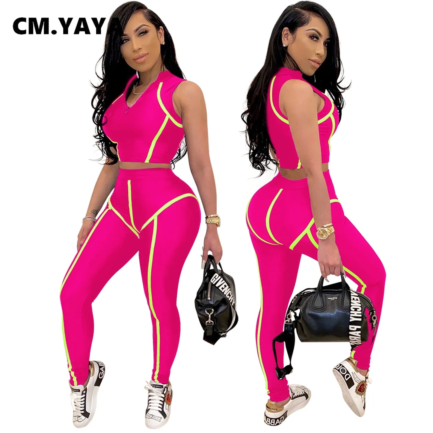 Women Sets Summer Tracksuits Slim Sleeveless Skinny Crop Tops+Pants Suit Two Piece Set Night Club Outfits 2 Pcs Street GL3503