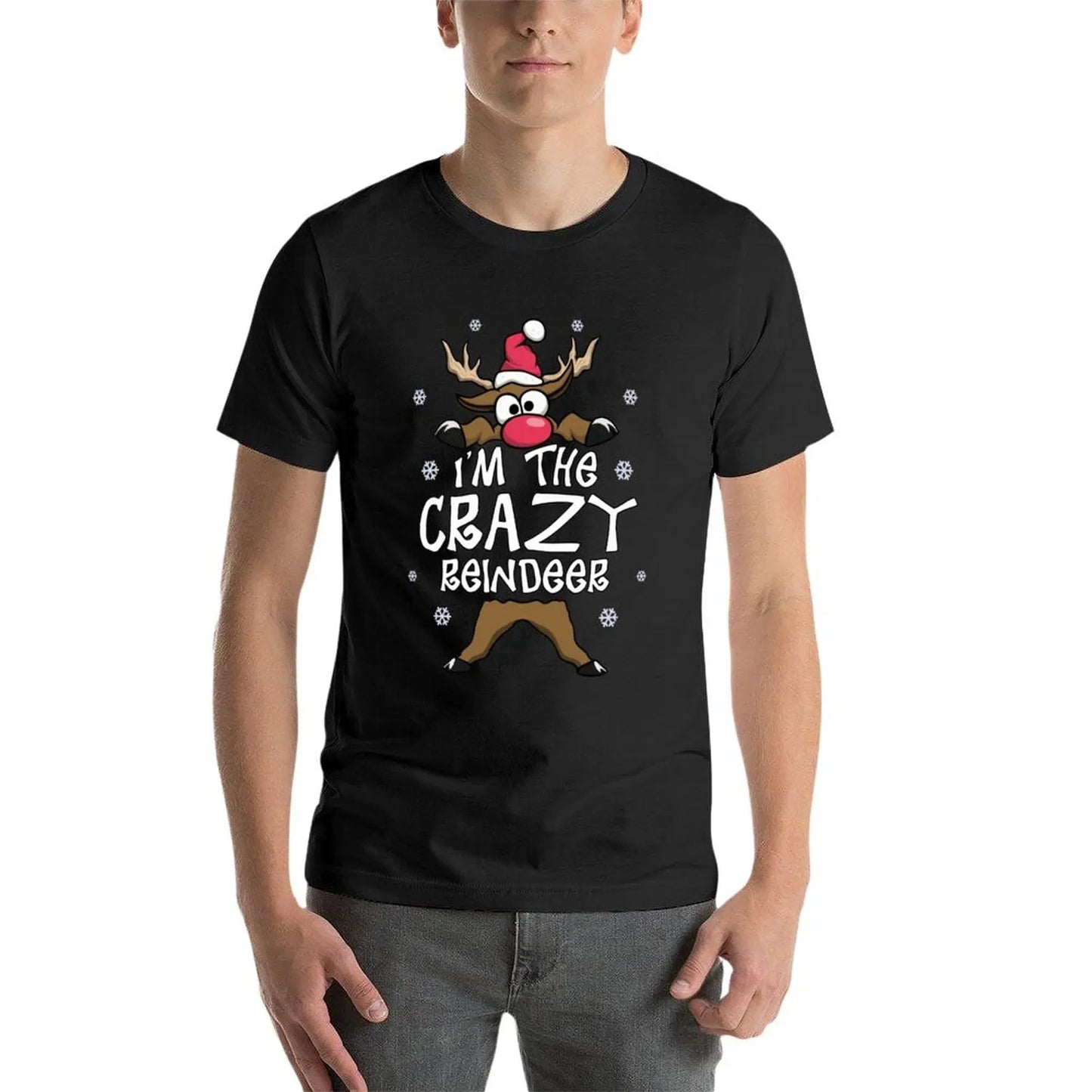 I’m The Crazy Reindeer Family Matching Christmas Pajamas T-Shirt Tee shirt korean fashion fitted t shirts for men