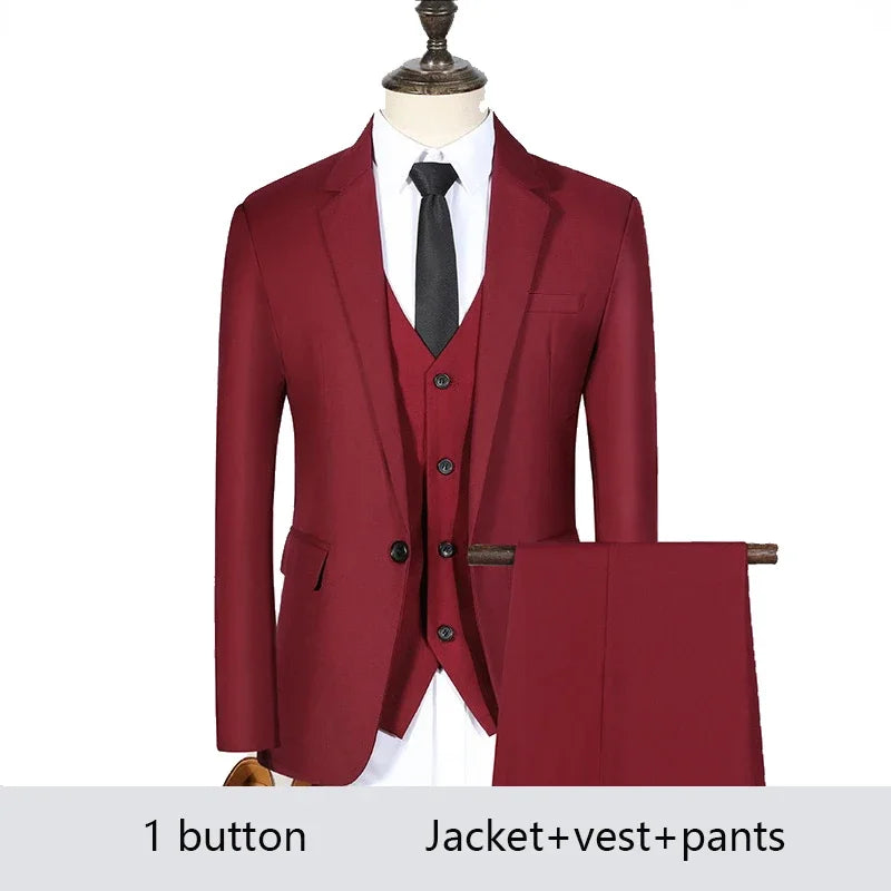Amay High Quality Men Suits for Wedding 2 Pieces 3 Sets Blazers Elegant Formal Jackets Vest Pants Coats Full  Classic Costume