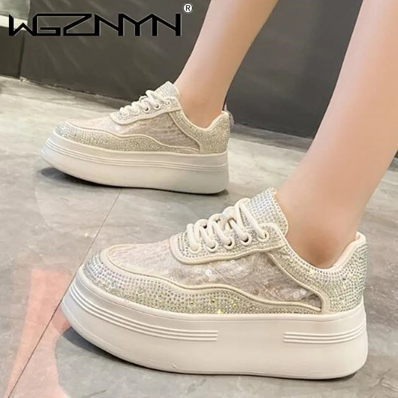 Amay NEW Spring Bright Black Color Chunky Shoes Women Vulcanized Sneakers Platform Shoe Luxury Designer Sneaker Zapatillas Mujer