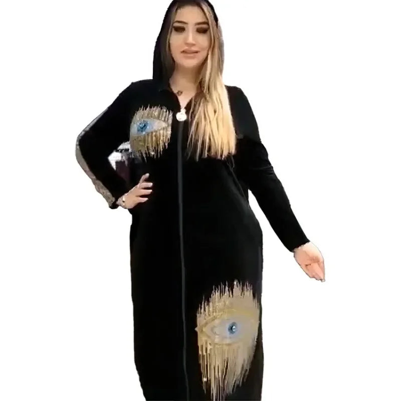 Plus Size Velvet African Party Dresses for Women Dashiki Diamond Bodycon Wedding Evening Gowns Fashion Kaftan Turkish Outfits