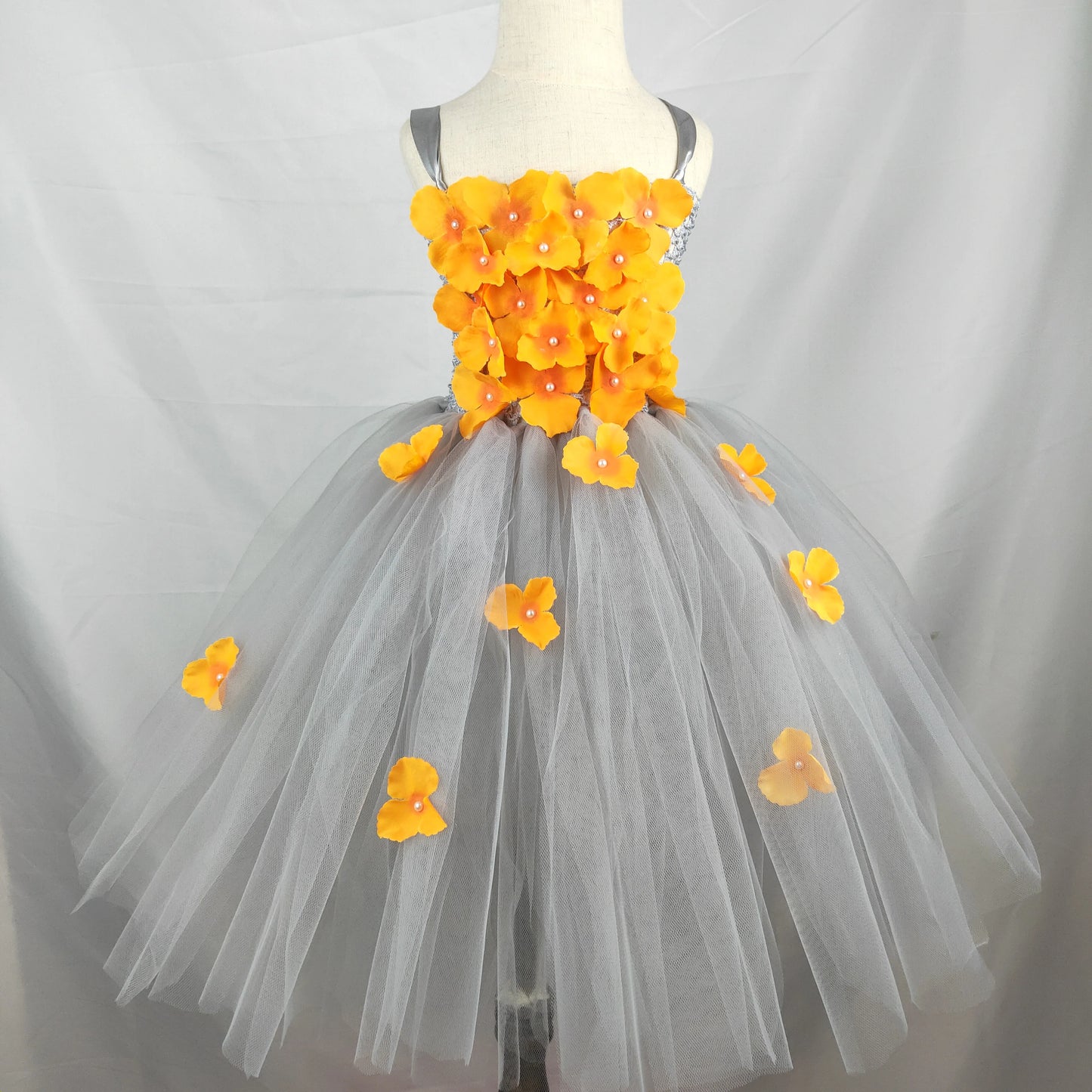 Maxy Girls black Flower Petals Tutu Dress Kids Crochet Tulle Dress Ball Gown Children Birthday Wedding Party Costume Evening Dress