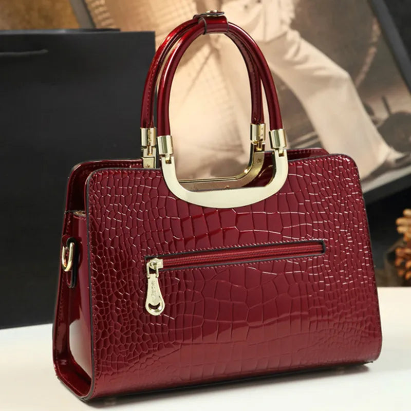 Maxy Women Luxury Designer Glossy Leather Evening Handbags Ladies Casual Crossbody Shoulder Bag Fashion Diamond Bow Tie Totes