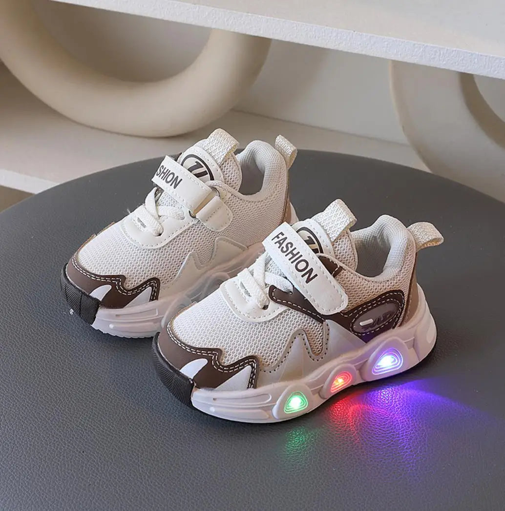 Babs 2024 New Style Children Baby Shoes Boys Girls Mesh Breathable Lightweight Casual Sneakers Toddler Kids Led Light Running Shoe