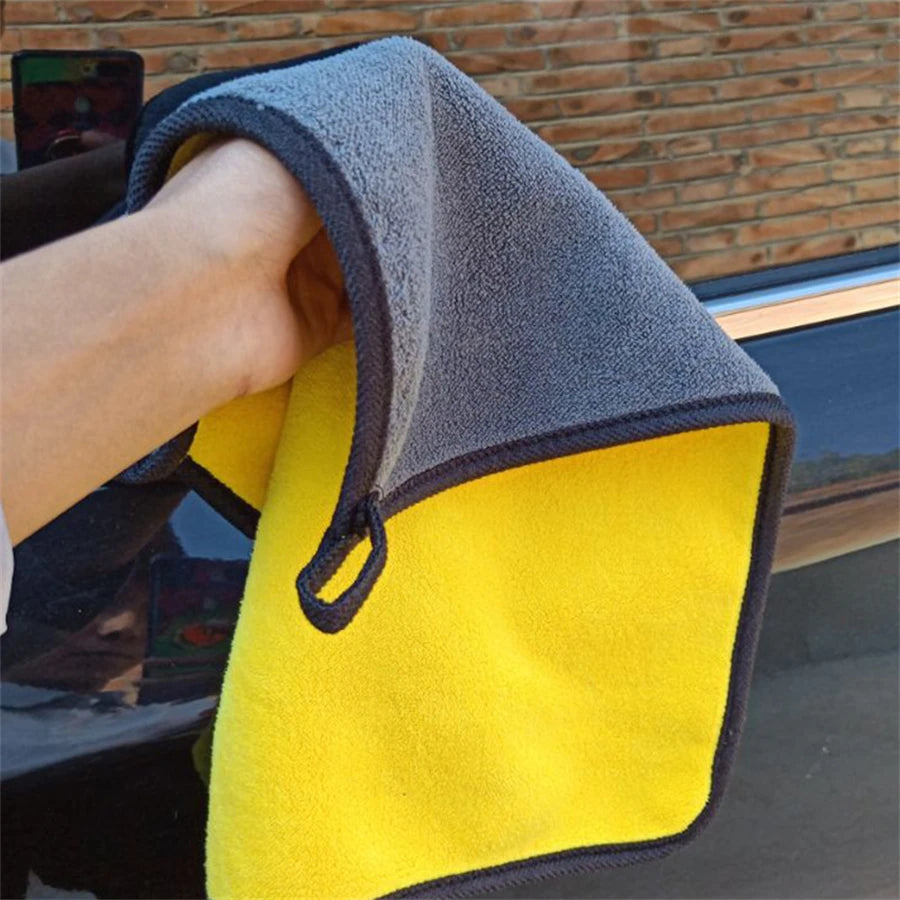 Maxy 1/2/6pcs Microfiber Cleaning Towel Thicken Soft Drying Cloth Car Body Washing Towels Double Layer Clean Rags Car Accessories