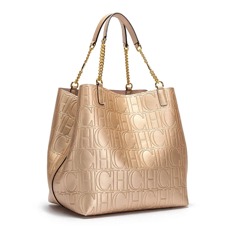 Maxy CHCH Women's Tote Bag New Steel Embossed Handbag Large Capacity Business Storage Bag