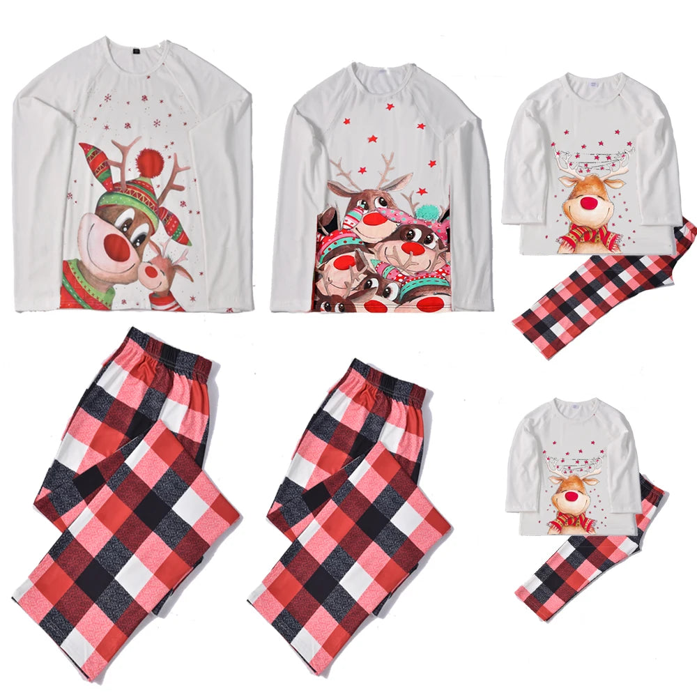 New Family Christmas Matching Outfits Cute Maxy Print Adults Kids Pajamas Set Baby Romper Dog Scarf Xmas Family Look Pyjamas