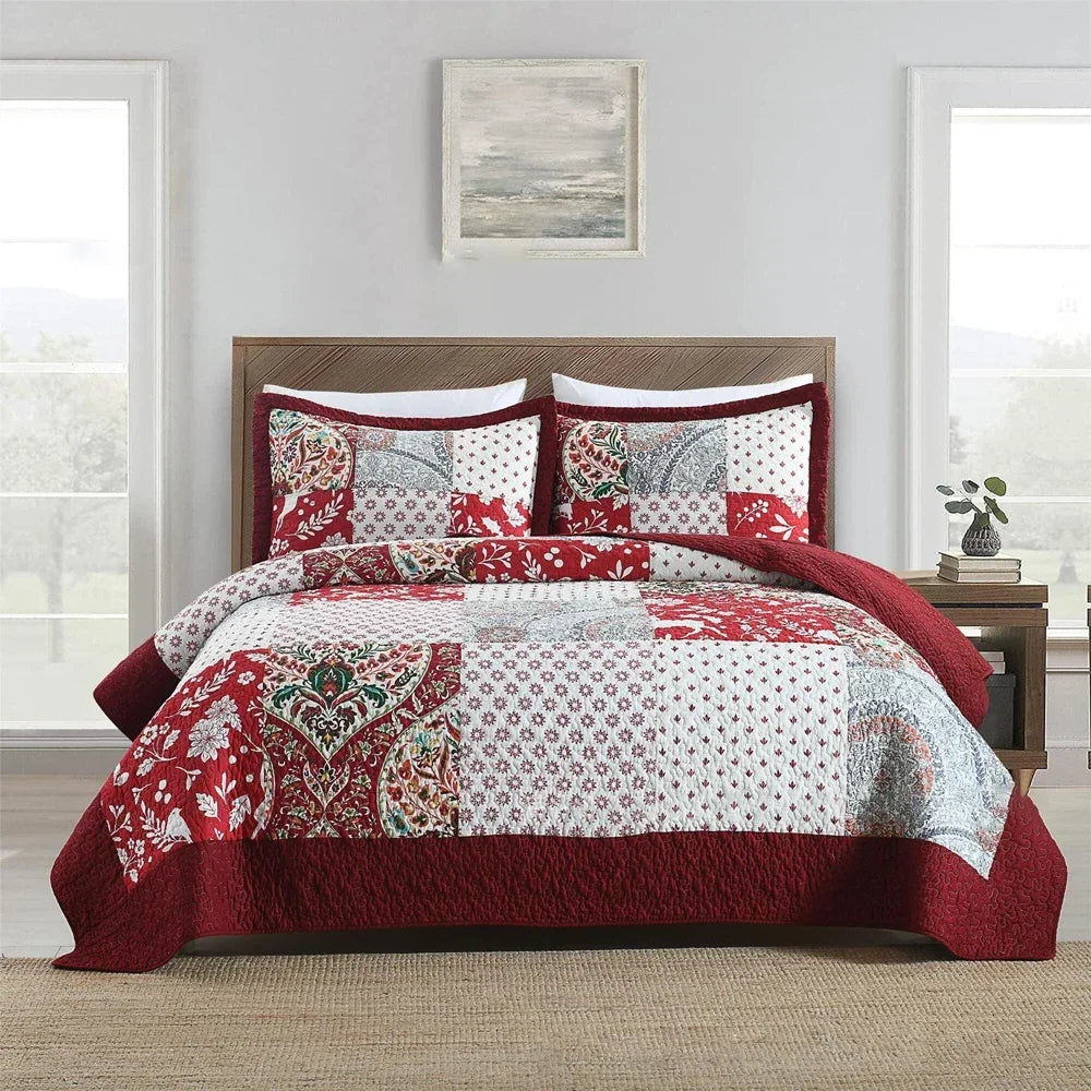 Maxy 3pcs cotton Bedspread on the bed Stitch Patchwork blankets Christmas home decoration bed cover double bedspreads and coverlets