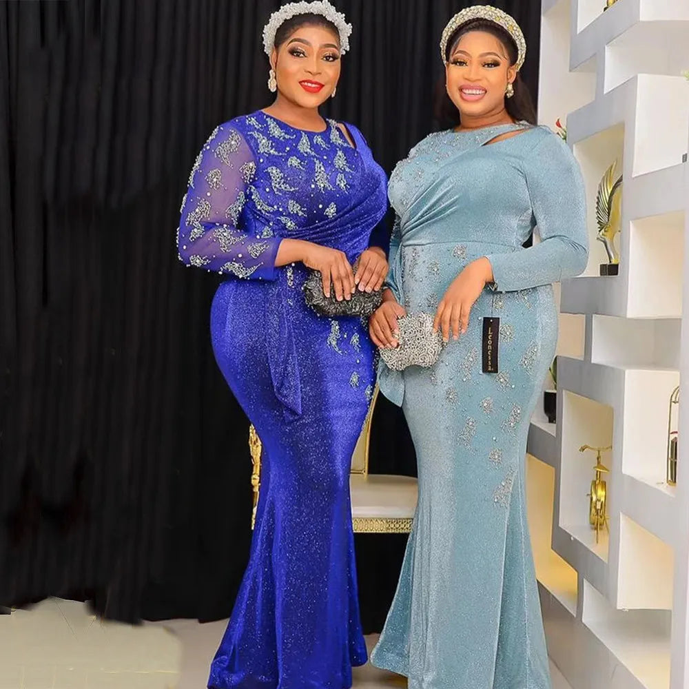 Maxy Plus Size Party Long Dresses for Women Dashiki Ankara Africa Clothes Elegant Turkey Luxury Robe Mermaid Evening Gown
