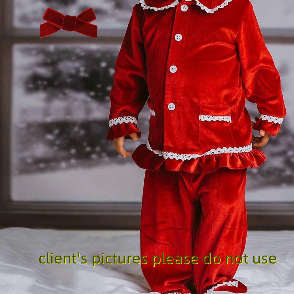 Red Velvet  Max Family Matching Pjs Christmas Mother Kids Pajamas Sleepwear Baby Clothes Loungewear Red Boys Girls Pyjamas Set