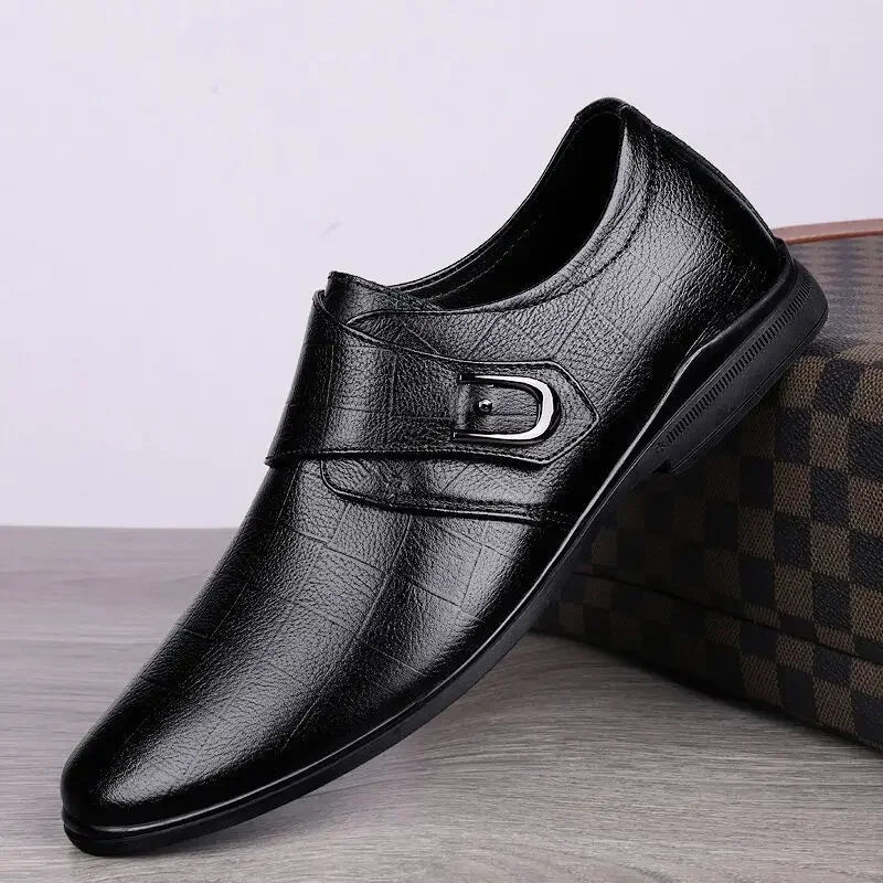 Visco Social Shoe for Men Black Breathable In Summer Brown Dress Shoes Man Clothing High Quality Fashion Style Leather Casual 39