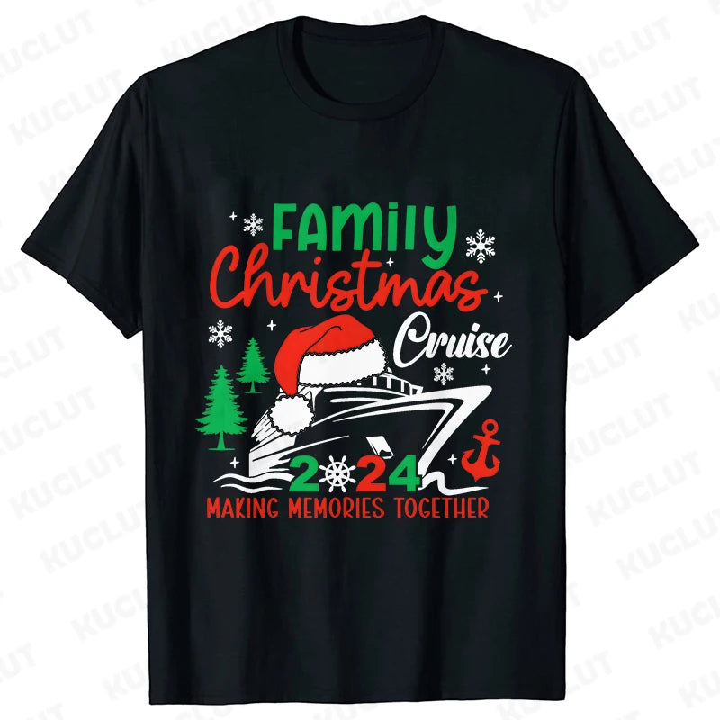 Funny Family Christmas Cruise 2024 T-Shirt Xmas Matching Family Cruising Outfits Party Squad Tshirt Harajuku Short Sleeve Tees