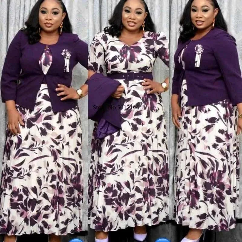 Maxy 2XL-5XL Print African Dresses for Women Fashion 2 Piece Set