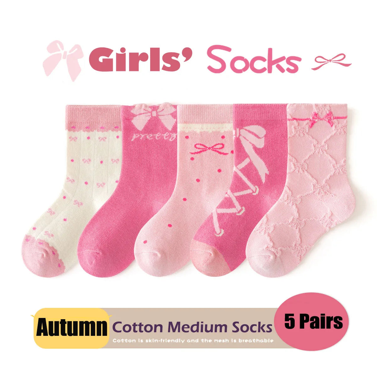 Maxy 5 Pairs Boys Autumn Socks Mid Calf Cotton Socks Smiling Dinosaur Socks Children Medium Socks  A Class Baby Kids Socks