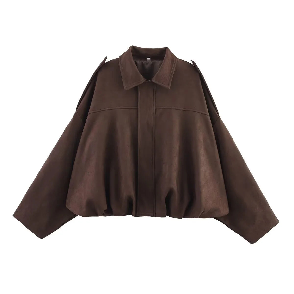 Maxy Women's Army Elegant Bomber Jackets Coats Fashion Turn-down Collar Long Sleeve Loose Coats Vintage Female Outerwear Chic Tops
