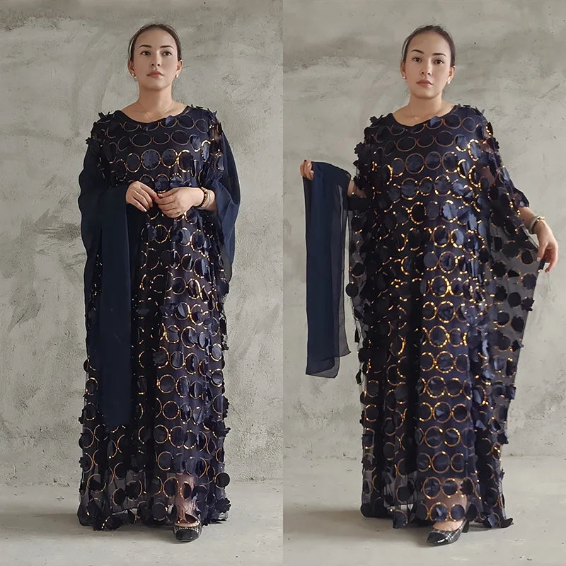 Amay Evening Dress Women Dashiki Chiffon African Clothes Robe Marocaine Luxury Dubai Kaftan Abaya Muslim Dress Vetement Plus Size