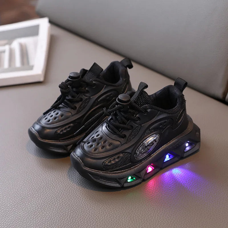 Visco New Tennis Shoes LED Children Train Boys Girls Casual Sneakers Kids Flats Mesh Breathable Sports Shoes Toddler Illuminated Shoes