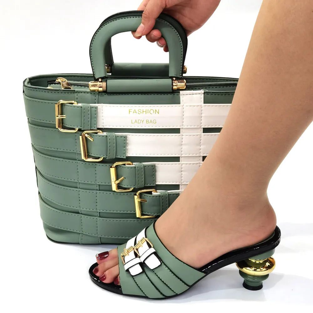 Maxy Doer show Italian Shoes and Bag Sets for Evening Party with Stones Italian Leather Handbags Match Bags!HOP1-25
