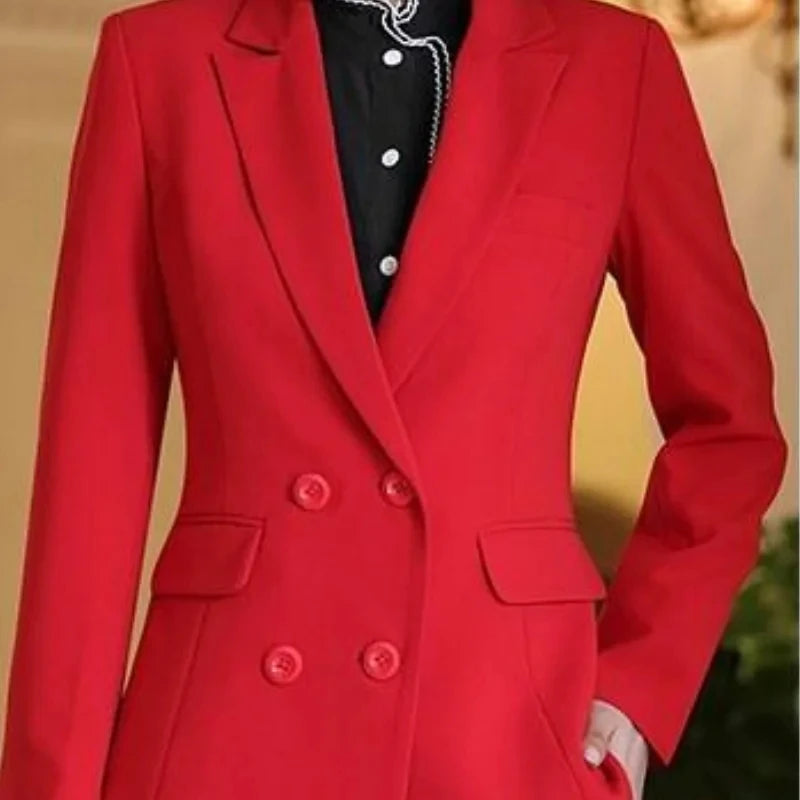 Maxy Women's Blazer Suits Two Piece Solid Work Pant Suit for Women Business Office Lady Suits Sets
