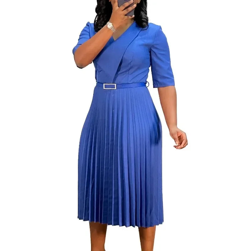 Amay Dresses for Women Elegant Dashiki Autumn Spring Midi Dress Ladies Traditional African Clothing Fairy Dresses