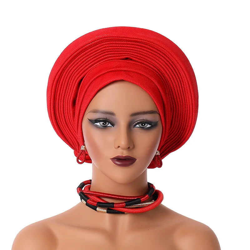 Maxy Gele Head tie Auto Gele Turban Head warp Already Made African Turban Cap Party Women Muslim Hijab Headscarf Bonnet Hat