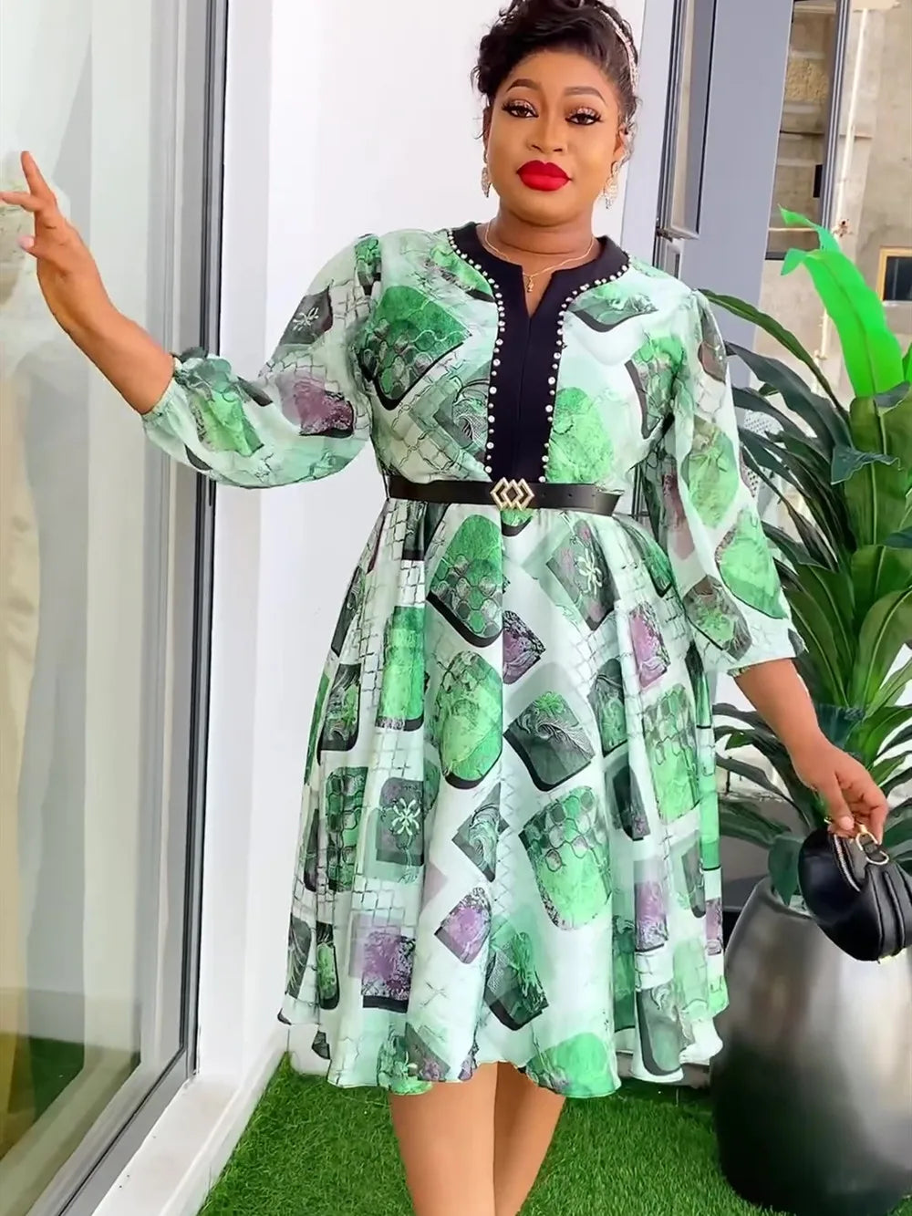 Amay Plus Size Party Dresses for Women New Fashion Chiffon Print Maxy Long Dress Elegant Muslim Gown Ladies Clothing