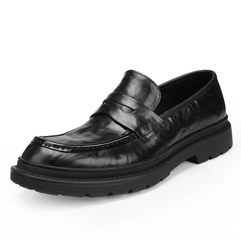 Visco CLAIAMI Luxury Hand-grabbed Calfskin Men Loafers Italian Heightening Four-season Shoes Men Business Casual Leather Shoes Zapatos