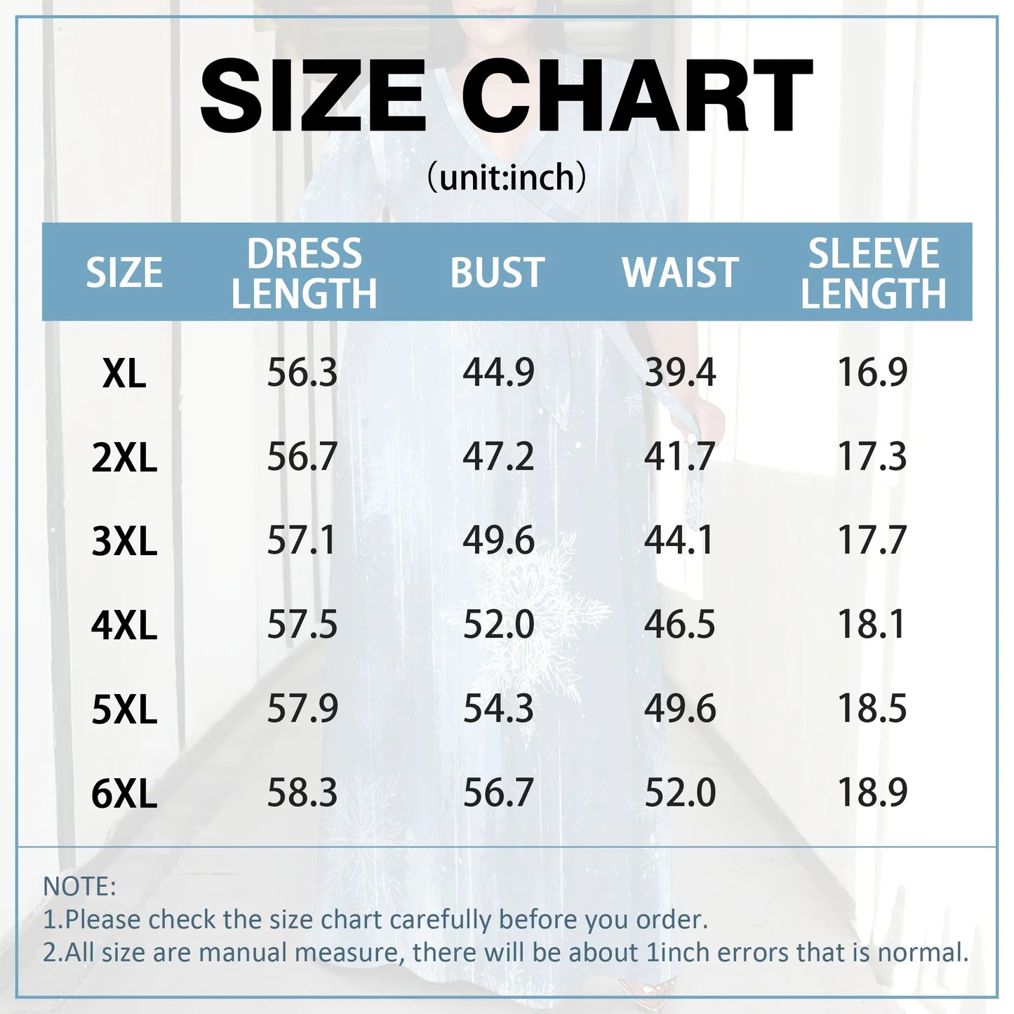 Maxy Plus Size Women's 3/4 Sleeve V-Neck Snowflake Print Wrap Maxy Dress Winter Elegant Party Dress