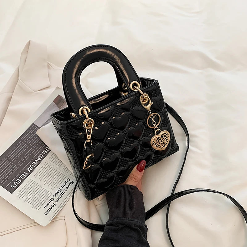 Maxy Red Love Patent Leather Bright Surface Handbag High-end Design Sense Wedding Bag Women's New Fashion All-matching Crossbody Bag