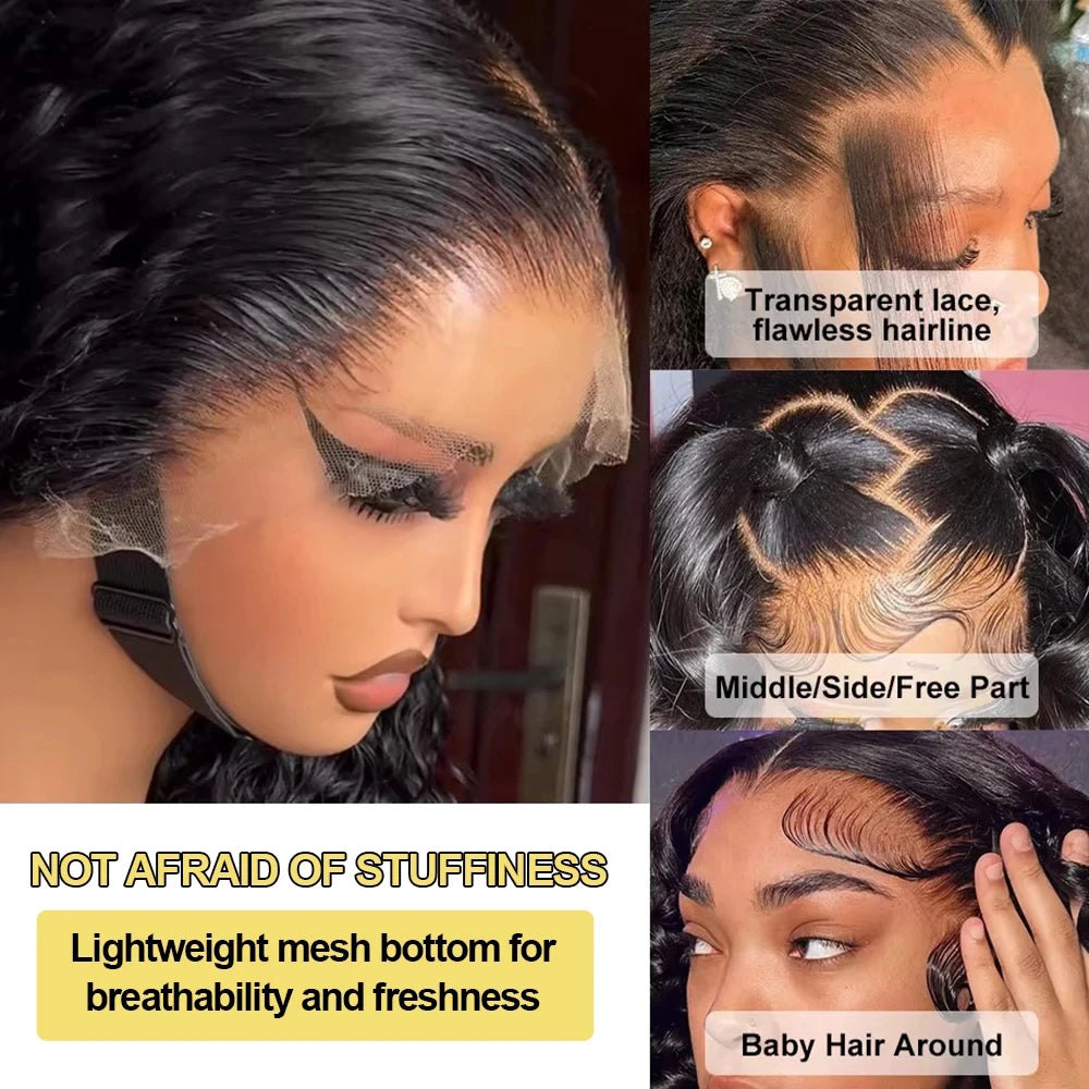 Maxy Wave Loose Deep Wave Wig 1B Black 13x6 HD Lace Human Hair Wig Pre Plucked Baby Hair Bleached Knots Brazilian Wigs Original