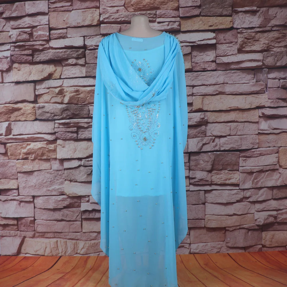 Maxy Abaya Kaftan Dubai Beaded Maxy Dress Inner Set Bat Sleeve Kaftan Muslim Women Boubou Arab Robe Gown