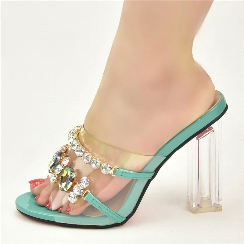 Gancy ladies' shoes and bags decorated with rhinestone ladies' shoes and bags, high-quality shoes in Italy