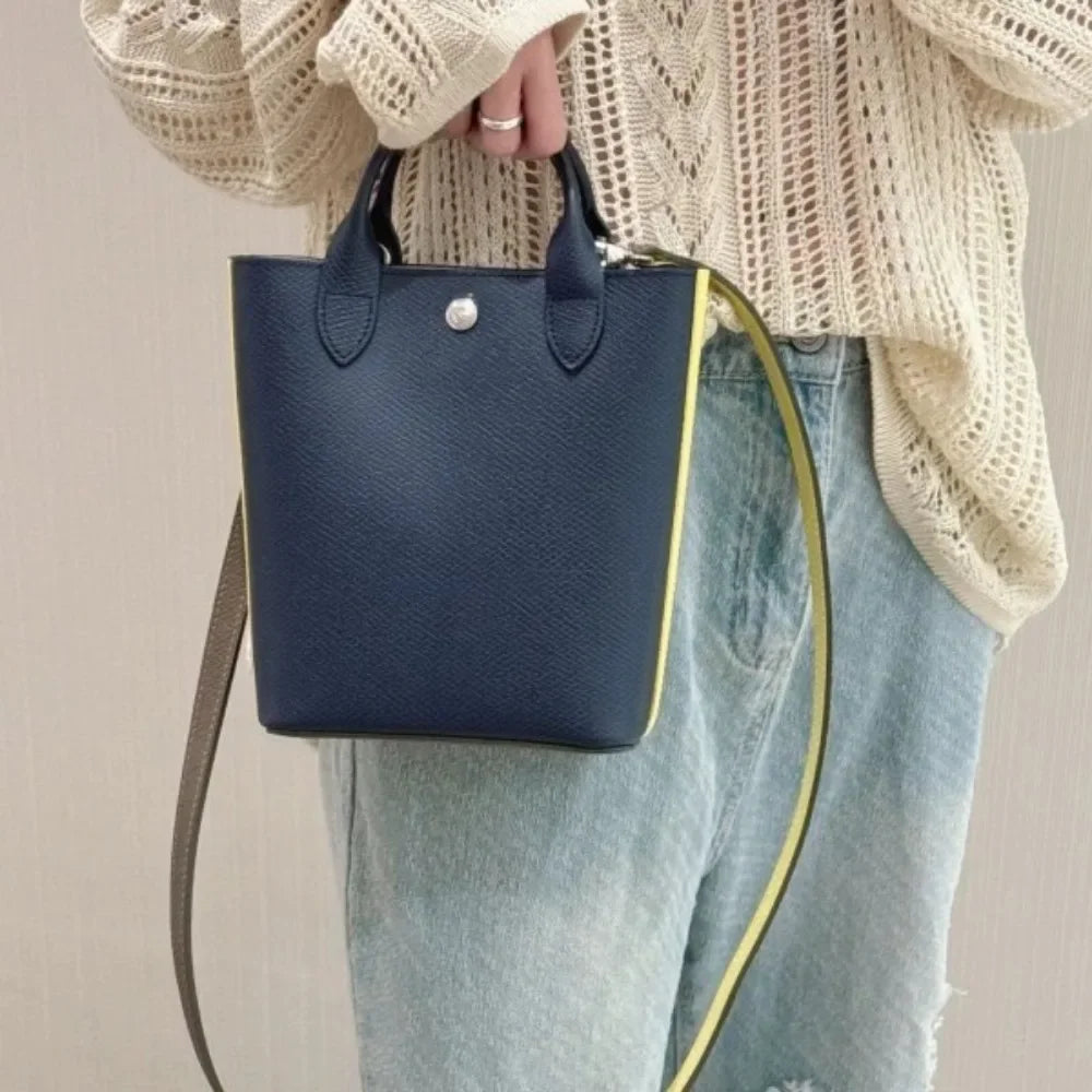 Maxy High quality new cowhide large capacity multifunctional bag, shoulder bag, color blocking handbag, hand-held bucket, women's bag