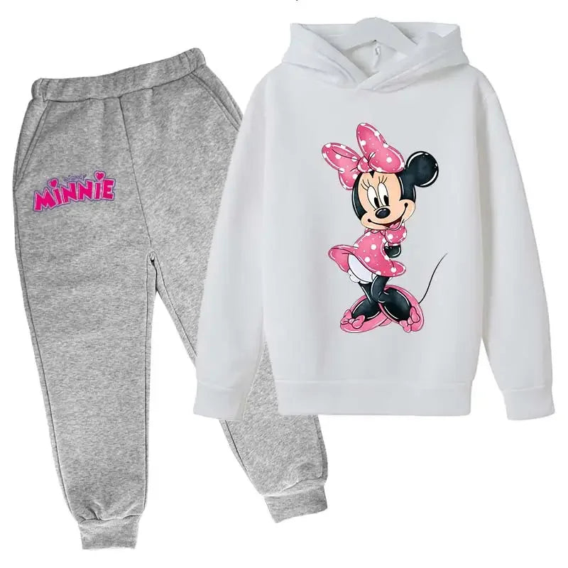 Minnie Mouse Clothes Set For Baby Girls With Autumn Winter Suit Mickey Mouse Toddler Kid Hoodies Set Infant Boy Clothing