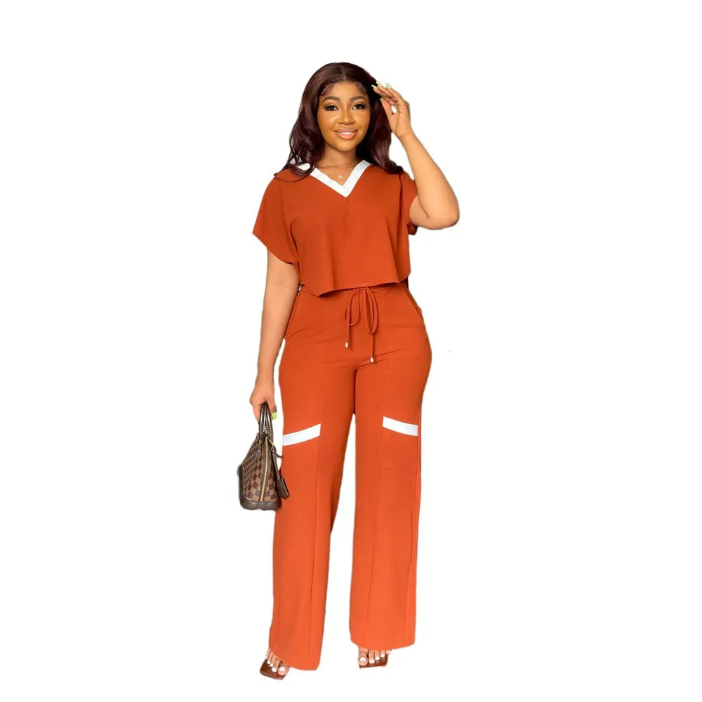 Maxy 2 Piece Set Plus Size Women Clothes African ankara Outfits 2024 Summer Fashion Shrot Sleeve Tops Pants Trousers Suits