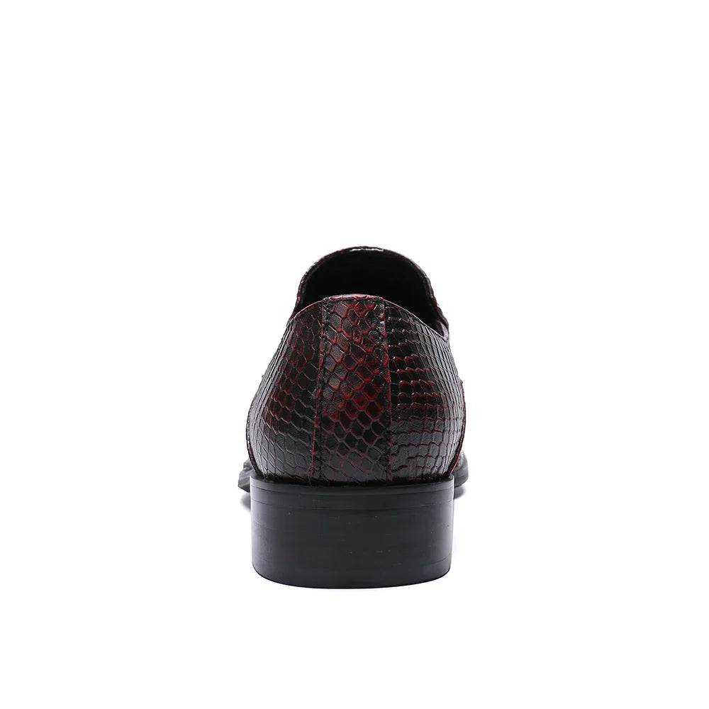 Amay Italian Pointed Toe Patchwork Dress Shoes Elegant Slip on Large Size Formal Shoes Original Genuine Leather Men Business Shoes