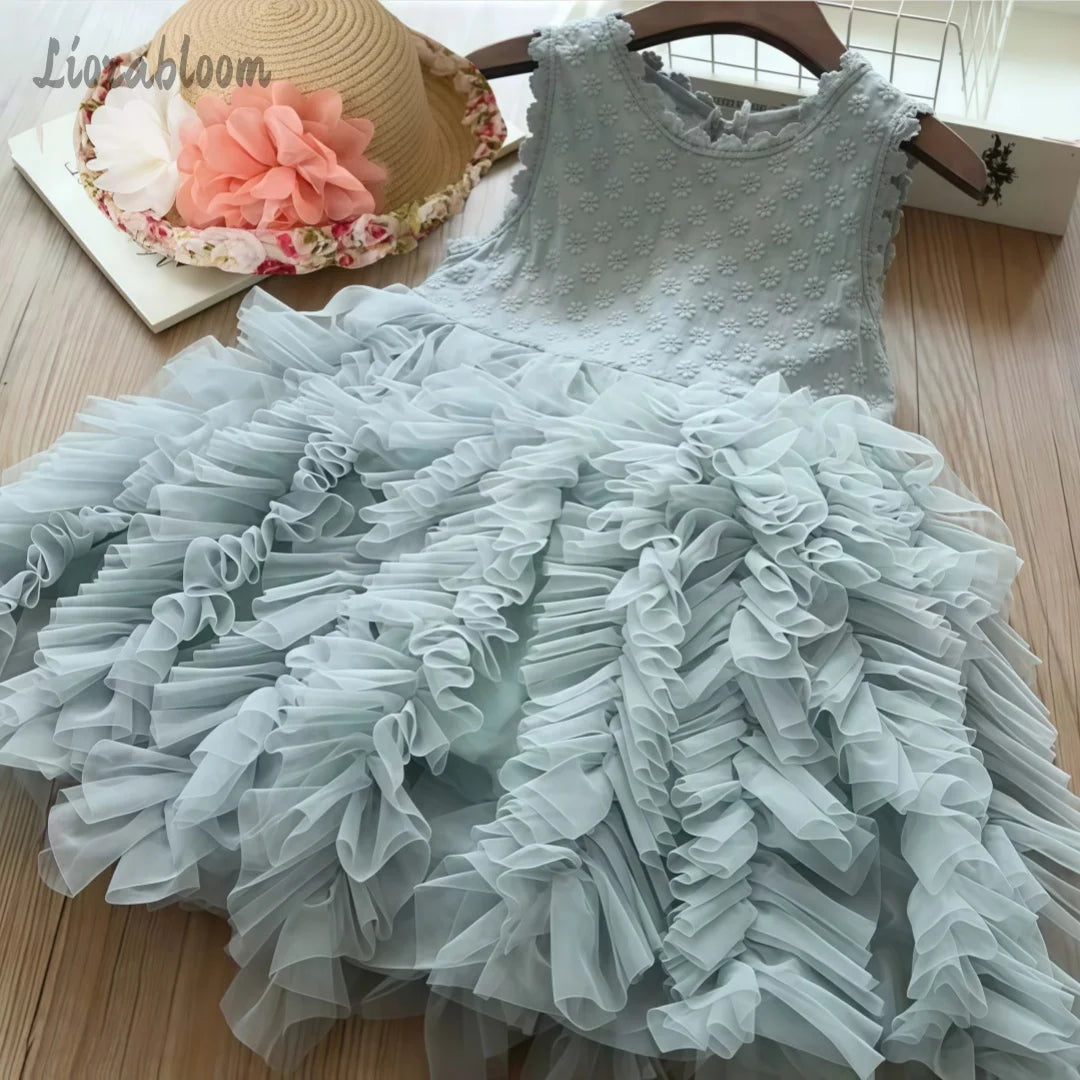 Colorful Tulle Dress Girls' Everyday Dresses Elegant Evening Gowns Flower Girl Dresses New Princess Party Dresses