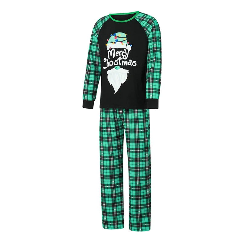 Christmas Family Pajamas Matching Set Short Sleeve Reindeer Print T-shirt with Striped Pants Sleepwear Loungewear for the