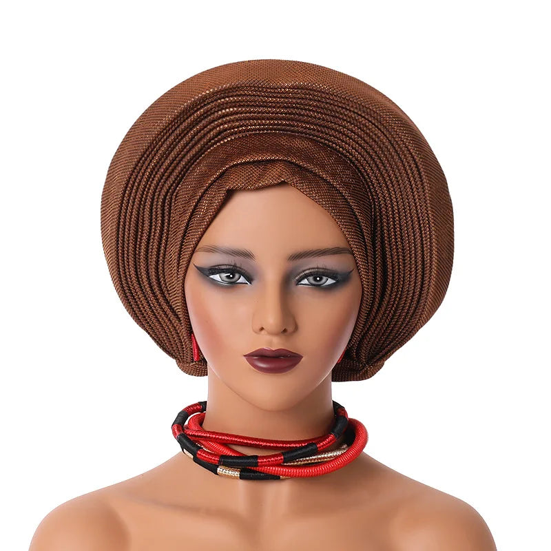 Maxy Gele Head tie Auto Gele Turban Head warp Already Made African Turban Cap Party Women Muslim Hijab Headscarf Bonnet Hat