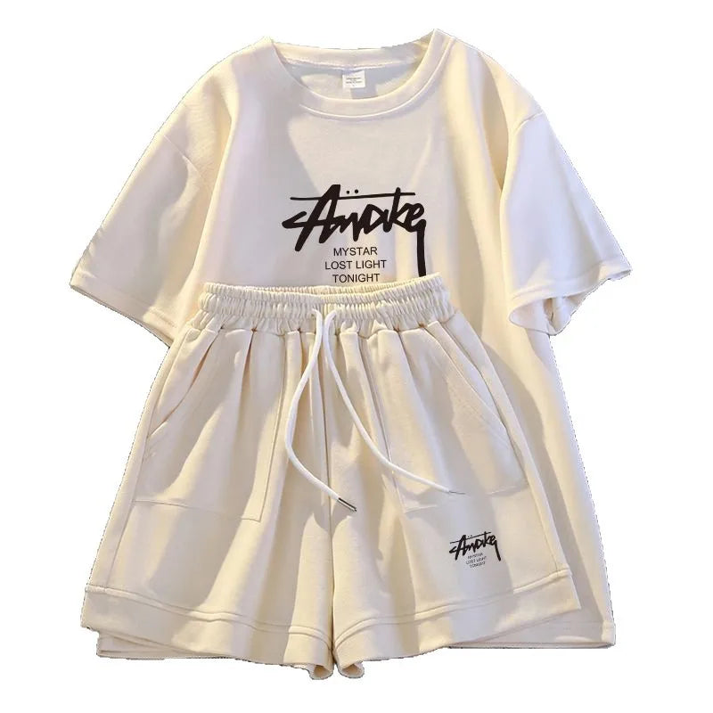 Maxy New Women's Plus-size Set Adult Short-sleeve and Shorts Two-piece Set Children's Loose Casual Set Women's T-shirt and Shorts Set