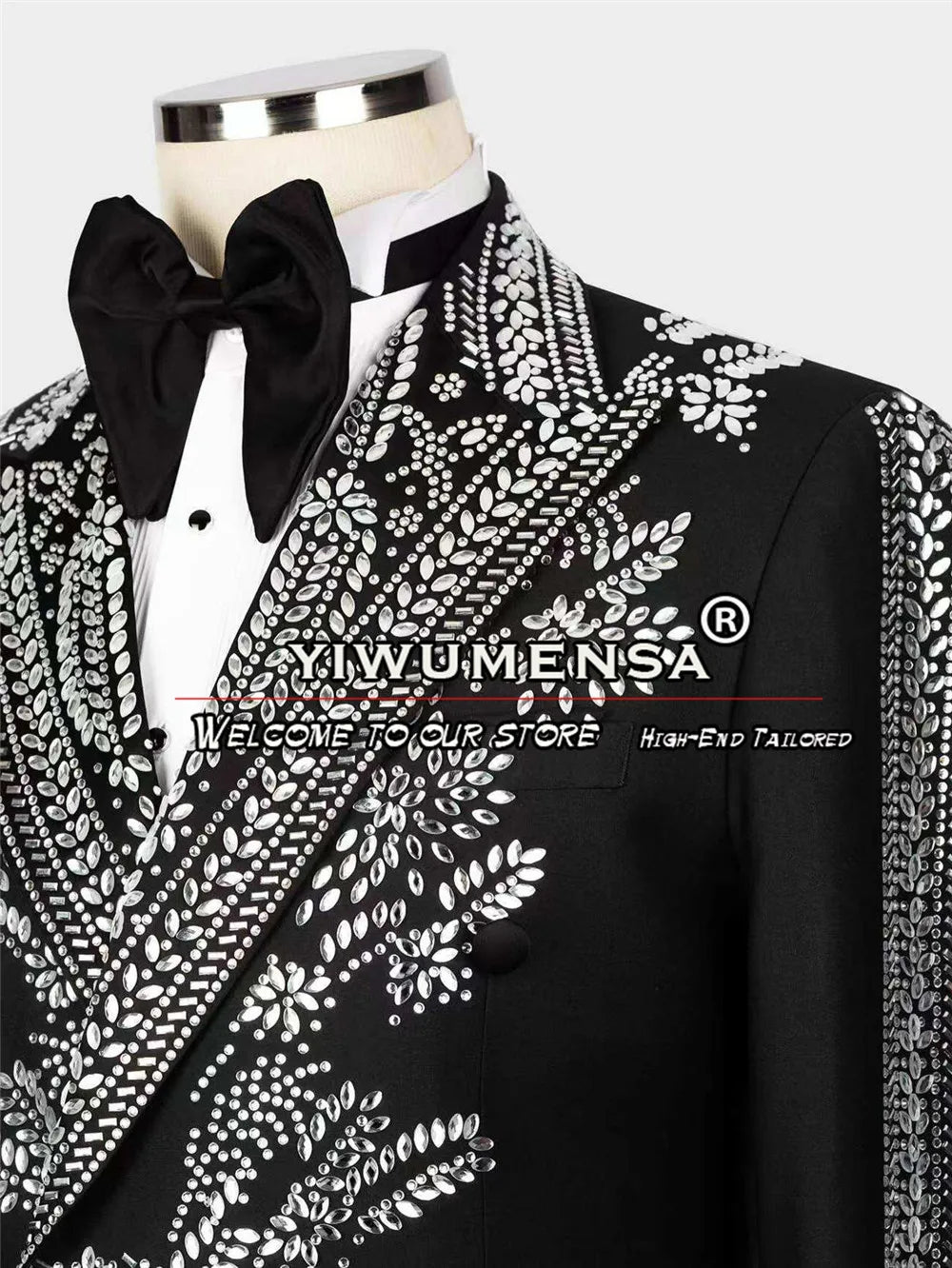 Maxy Exquisite Men Suits Heavy Glitter Beaded Handmade Wedding Groom Tuxedos 2 Pieces Male Banquet Prom Party Blazer Costume Homme