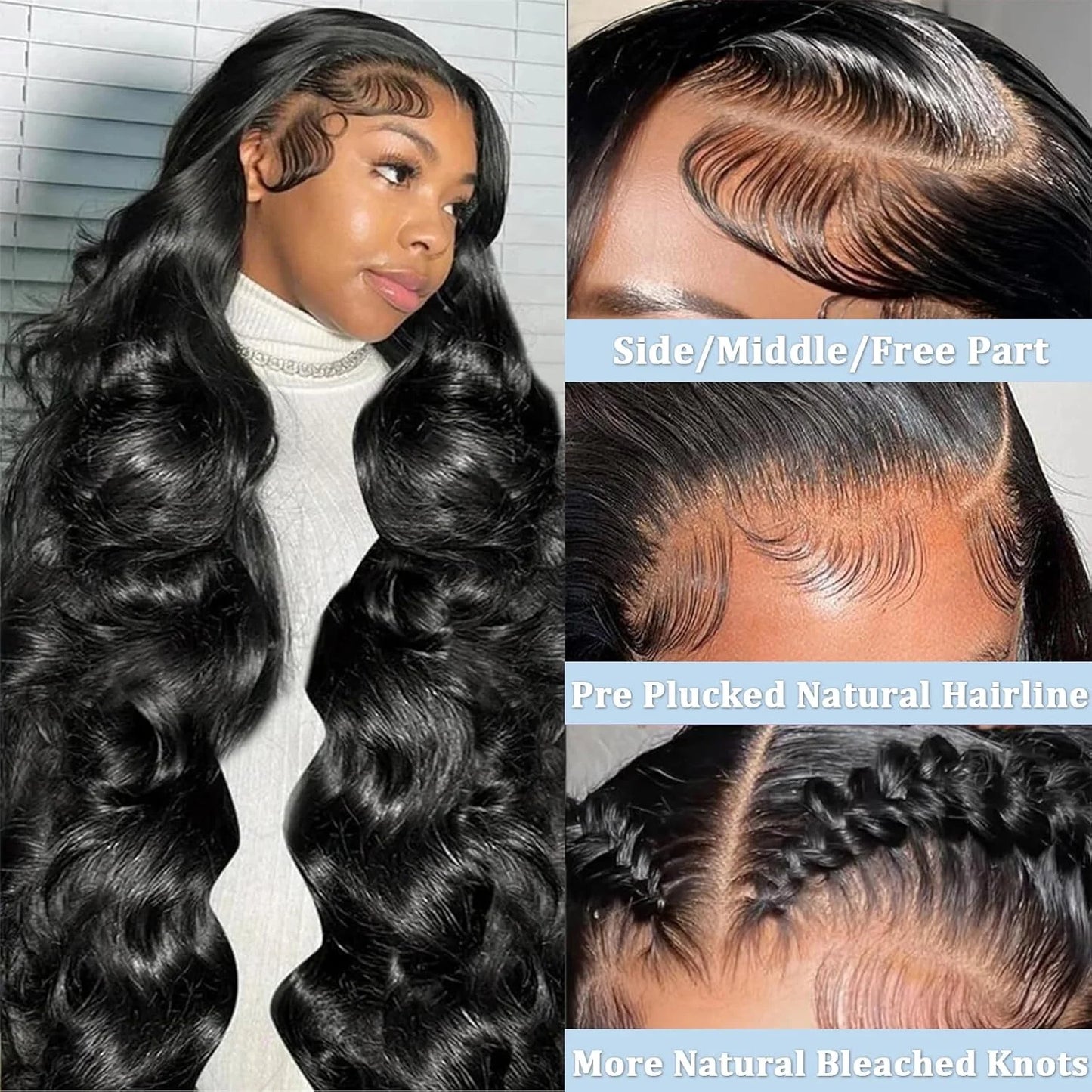 Maxy 40 46 Inch Natural Color 13x4 13x6 Full Frontal Body Wave 360 HD Transparent Lace 7x6 Glueless Human Hair Pre plucked Long Wigs