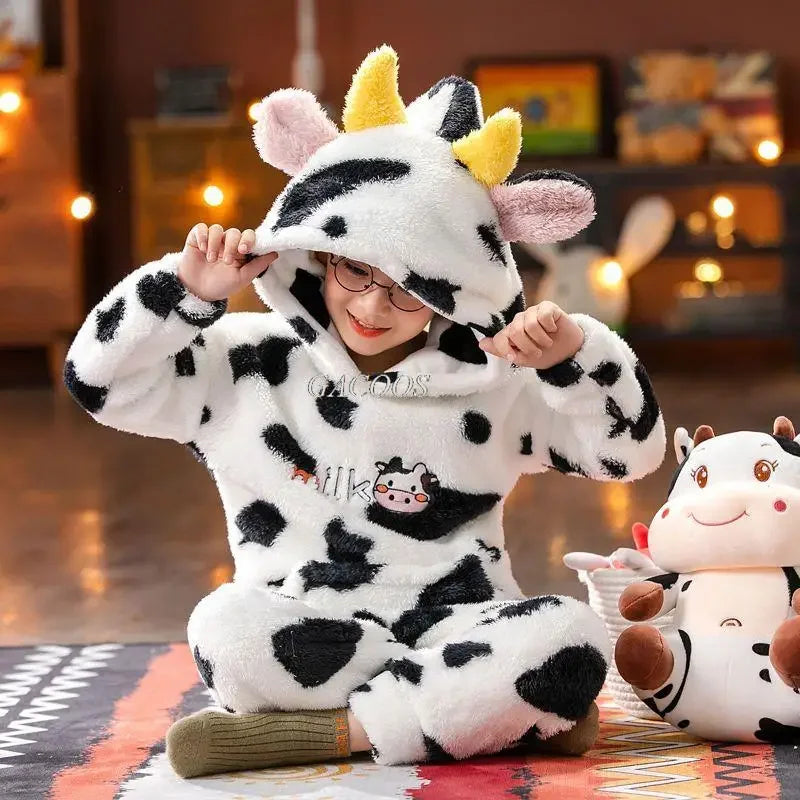 New 2024 Kids Boys Girls Pajamas Cartoon Long Sleeve Cute Warm Tops with Pants Toddler Baby Autumn Winter Sleeping Clothes Sets