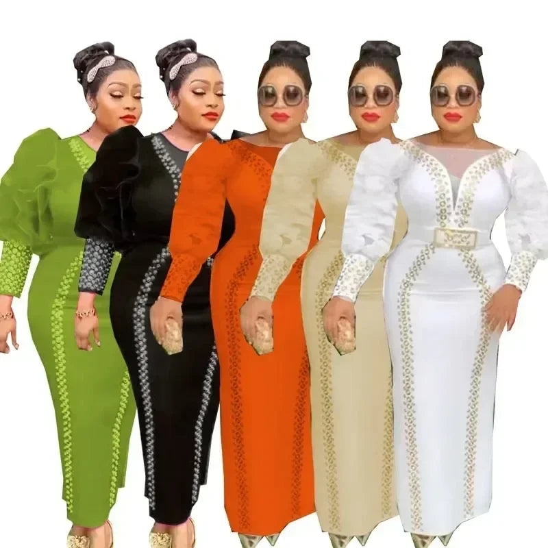 Amay Dresses for Women Elegant African Dashiki Maxy Dress Africa Clothes Ankara Dresses Spring Summer Gowns