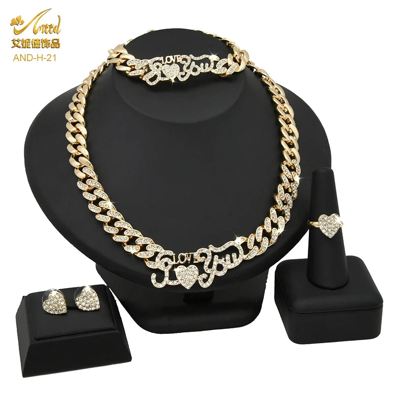 Maxy Jewelry Set Wedding Dubai Gold Color Bridal Necklace Bracelets Earrings Moroccan Nigerian Jewellery Sets