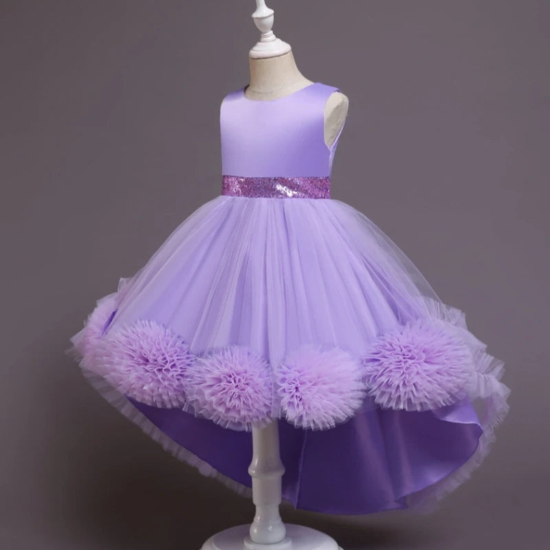 Maxy Princess Baby Girls Wedding Christening Dresses 2 To 7 10 Years Child Elegant Costume Gowns For Eid Evening Lilac Long Children's Clothes