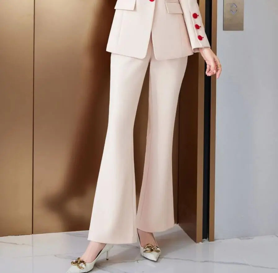 Maxy New Female Suit Jacket Bell Bottoms Two-Piece Suit Autumn Winter Office Women's Clothes Casual Trousers Suits Sets Work Clothes