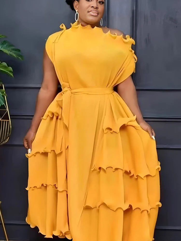 Amay prom Irregular dress for Women pleated clothing Fashion Casual Loose evening party Female plus size Dresses Elegant