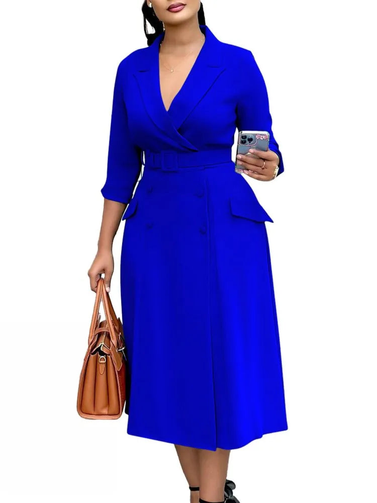 Maxy L-3XL Plus Size Clothes Dresses Women Robes Summer Autumn Loose Street Casual 3XL Big Size Office Lady Midi Dress Oversized